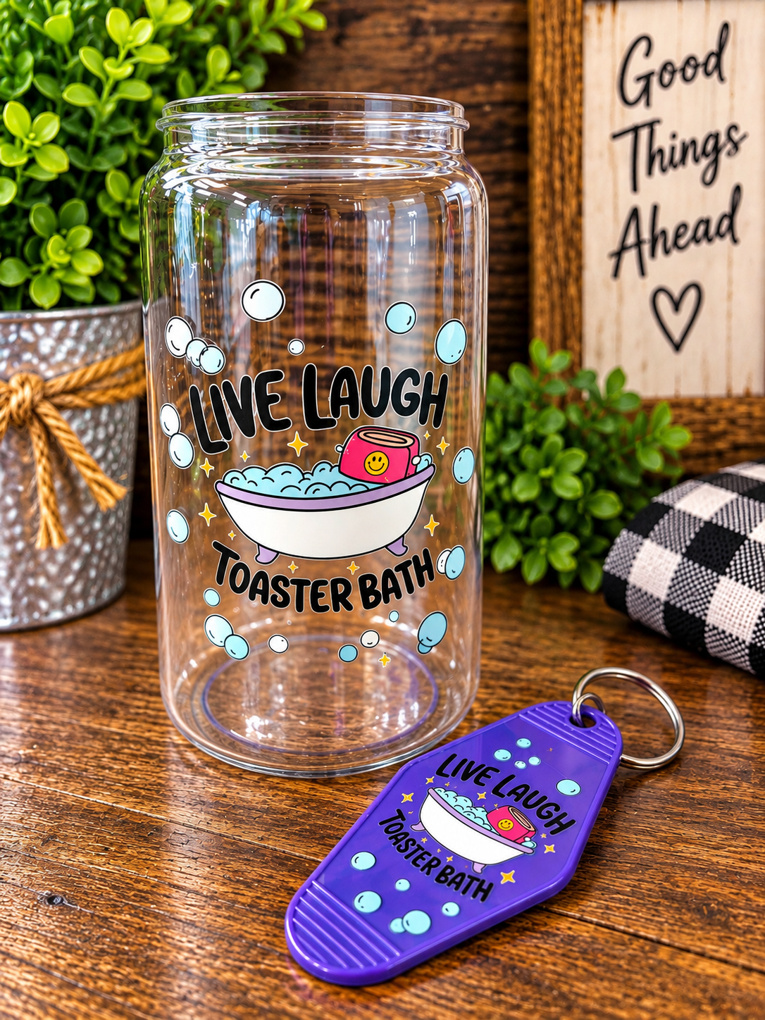 Acrylic Cups With Hotel Keychain